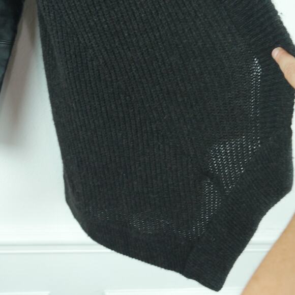 Eileen Fisher Small Cardigan Jacket Yak Blend Leather Black Minimal Quiet Luxury - Picture 7 of 14